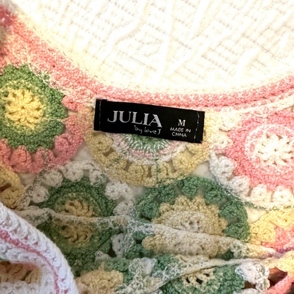 JULIA by love J Granny Square Crochet Sweater Crop Top Sz M - Picture 4 of 8